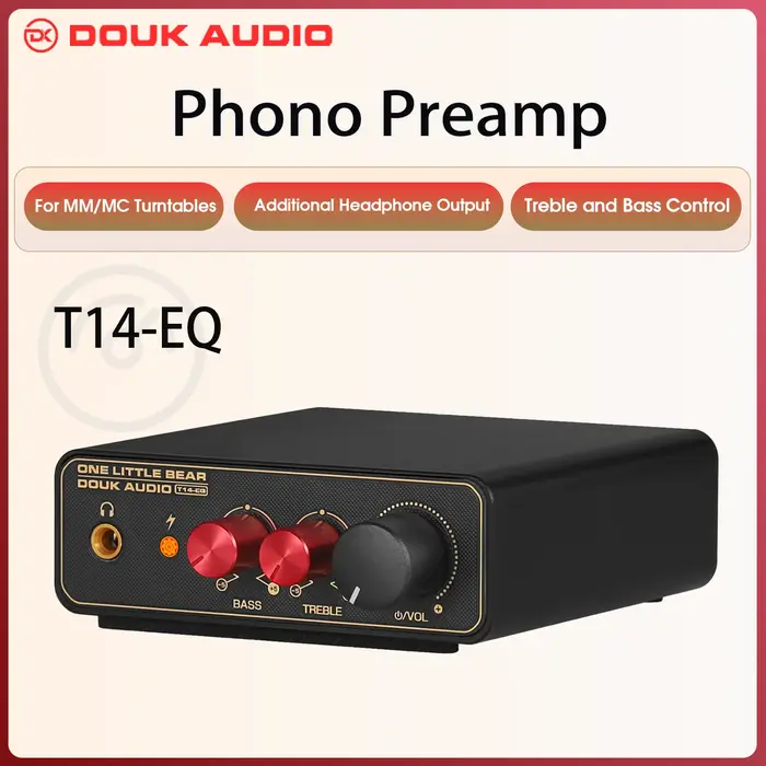 Douk Audio T14-EQ Stéréo RIAA MM/MC Phono Stage Preamp Home Colorables Préamplificateur avec 3.5mm s