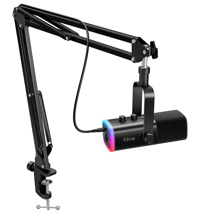 FIFINE-Kit de microphone de jeu XLR/USB, avec prise téléphonique pour sauna/muet/RVB/support de bras