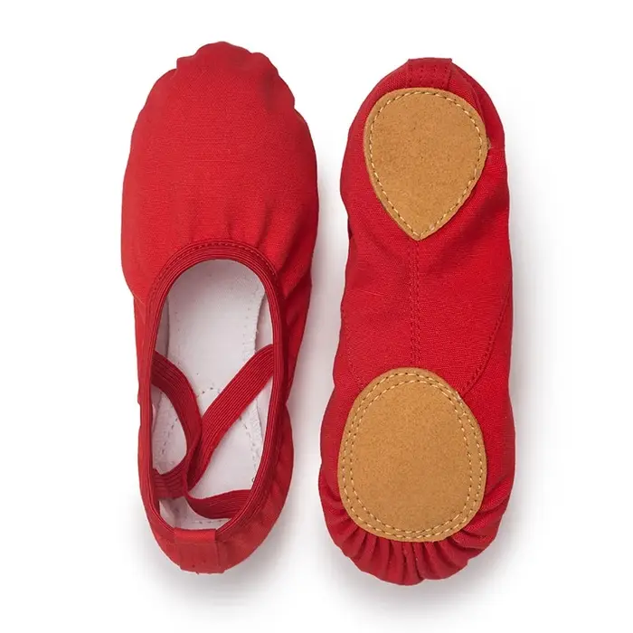 USHINE qualité rouge ballerine professionnelle semelle fendue toile danse gymnastique enfants Yoga b