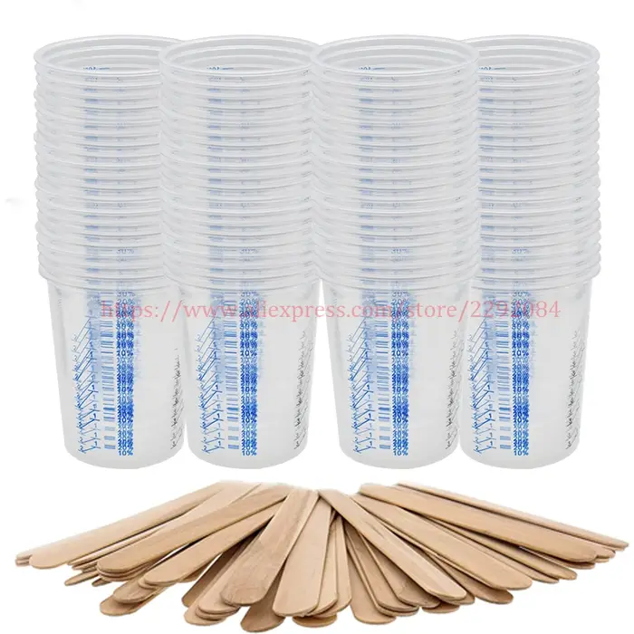 Pistolet de pulvérisation 600ml, tasses à mesurer jetables, 50 pièces, peinture plastique graduée tr