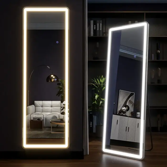 Miroir pleine longueur 63 "x 20" avec lumières, miroir LED pleine longueur, miroir de sol éclairé av