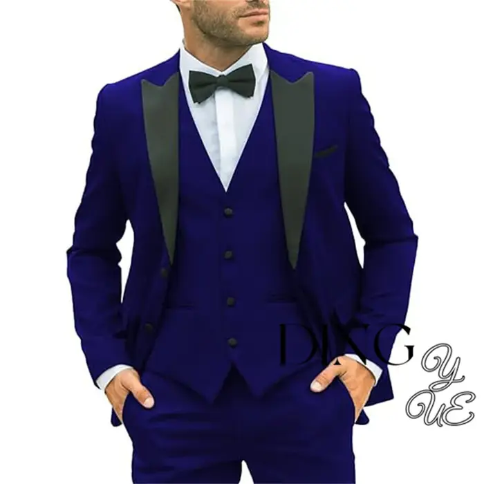 Costumes pour hommes à la mode, coupe régulière, Tuxedos 3 pièces, Blazer à revers, gilet et pantalo