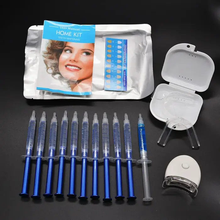 Kit de Blanchiment des Dents à Usage Domestique avec Lumière LED, Soins d'Hygiène Buccale, Brosse à 
