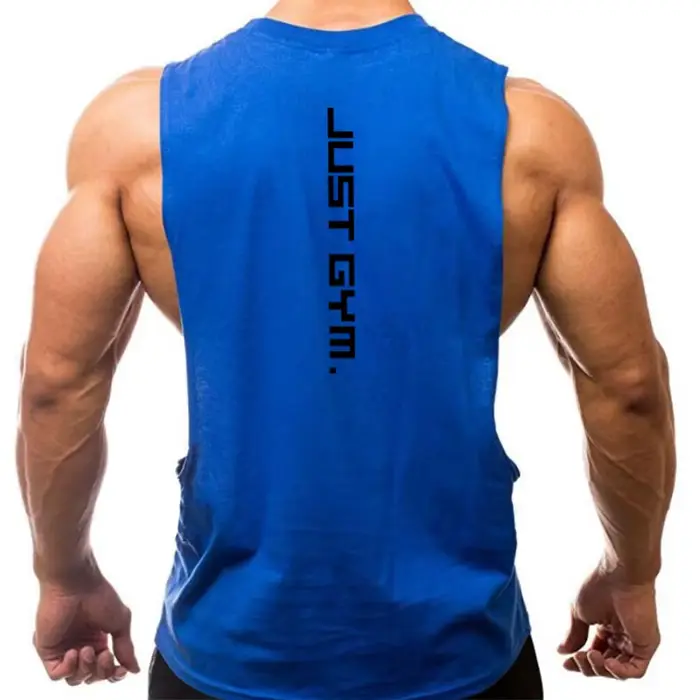 T-shirt sans manches pour homme, vêtement de marque Just Gym, Fitness, coupe sur les côtés, emmanchu