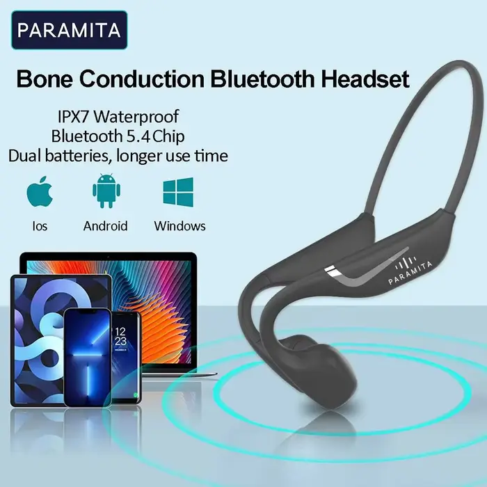 PARAMITA casque Bluetooth sans fil à Conduction osseuse BT5.4 double batterie très longue durée de v