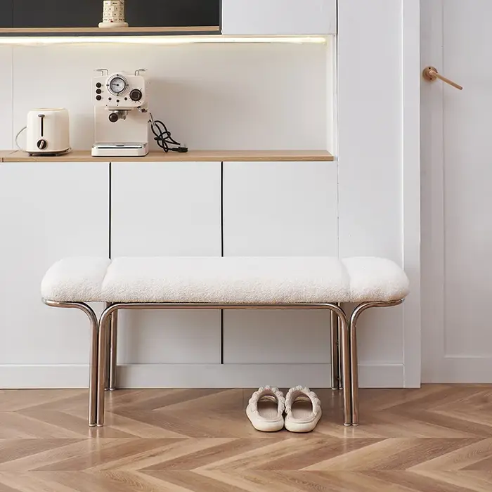 Porte d'entrée nordique changement de chaussures banc vestiaire agneau Long banc salon balcon chambr