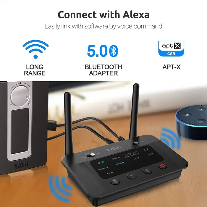Transmetteur récepteur Bluetooth sans fil 1ata i B03, aptX LL HD Audio optique 3.5mm 2RCA 3 en 1, ad