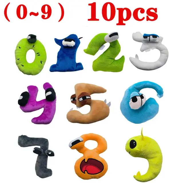 10 pièces 0-9 numéro Lore peluche personnage poupée Kawaii peluche Alphabet Lore peluche jouets pour