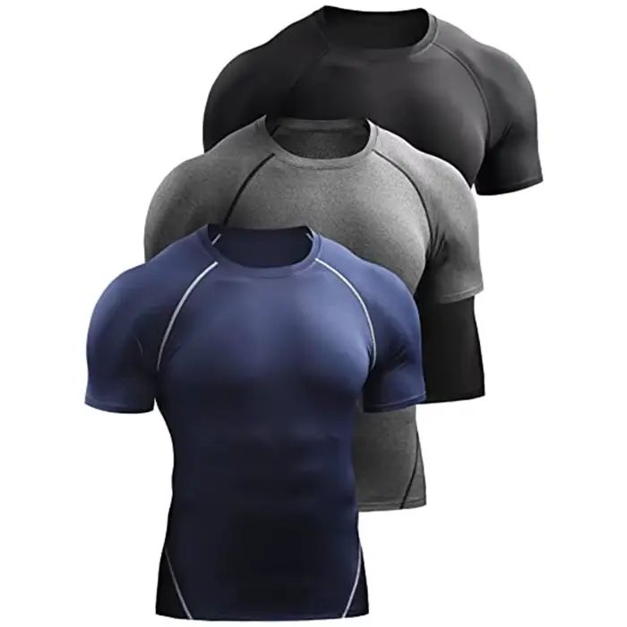 T-shirt de compression homme 2025 pour course d'été - Élastique et séchage rapide - Haut athlétique
