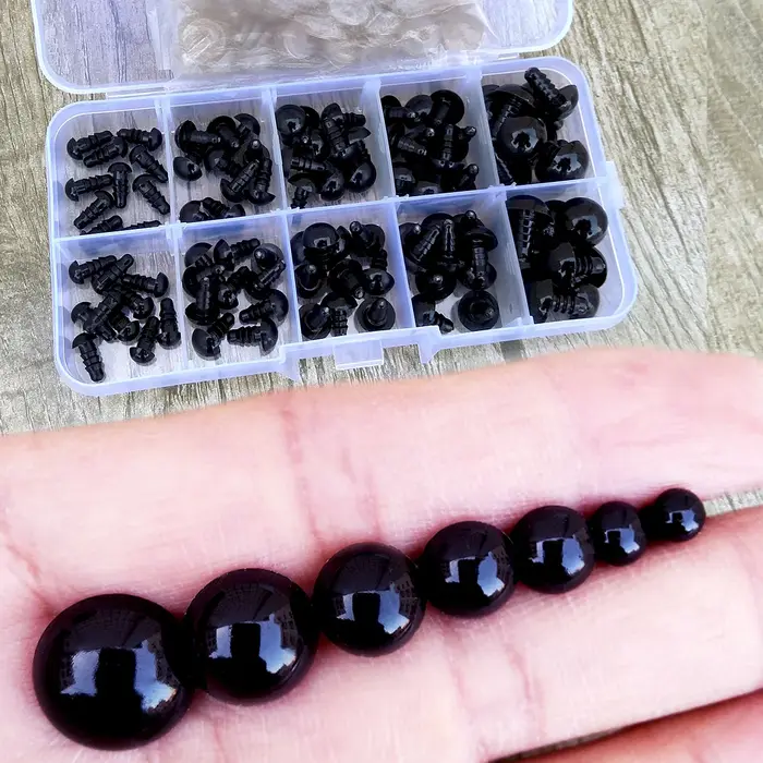 100 pièces 8/10/12/14mm yeux de sécurité en plastique pour jouets bricolage mélange taille Crochet o