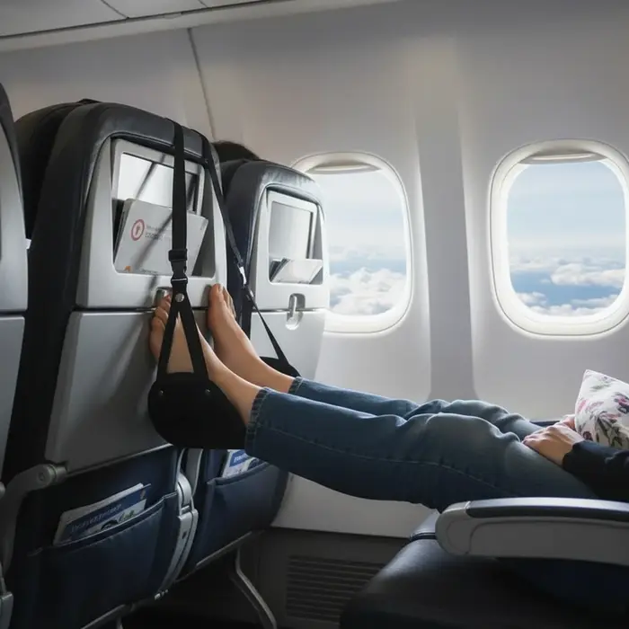 Hamac à jambes réglable Portable avec Support de pied confortable pour avion, bureau et voyage en vo
