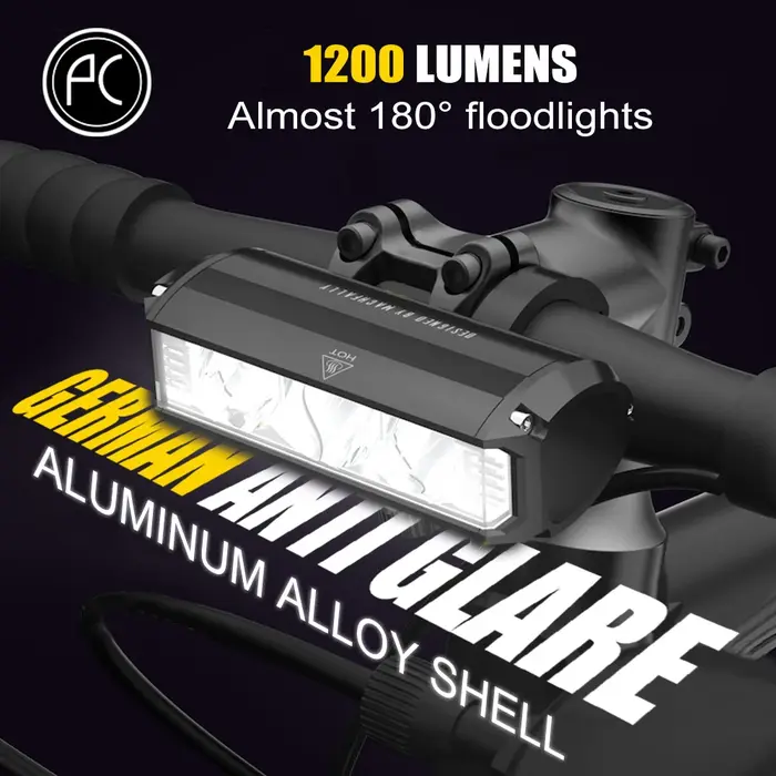 Lampe de vélo PCycling, éclairage avant 2600 lumens, lampe de vélo 8000 mAh, lampe torche étanche, c