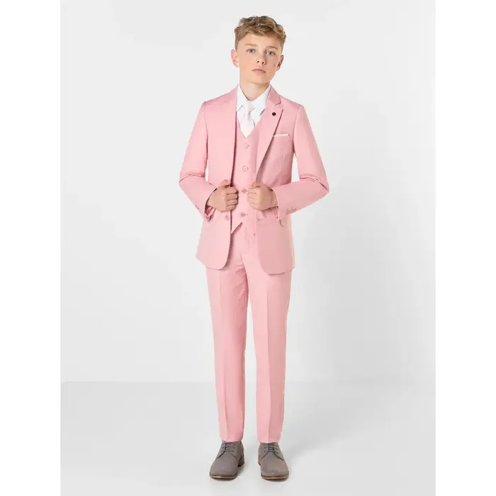 Ensembles roses pour enfants, 3 pièces, élégant, revers cranté, simple boutonnage, costume formel dé