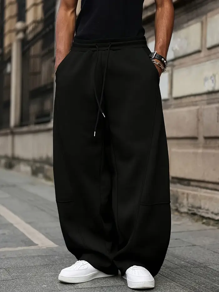 Pantalon ample à jambes larges pour hommes, pantalon Long décontracté printemps/automne, Style polyv