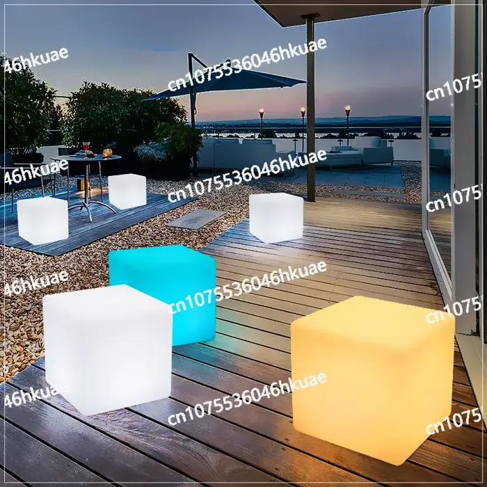 Tabouret carré lumineux solaire imperméable extérieur, meubles lumineux photovoltaïques KTV