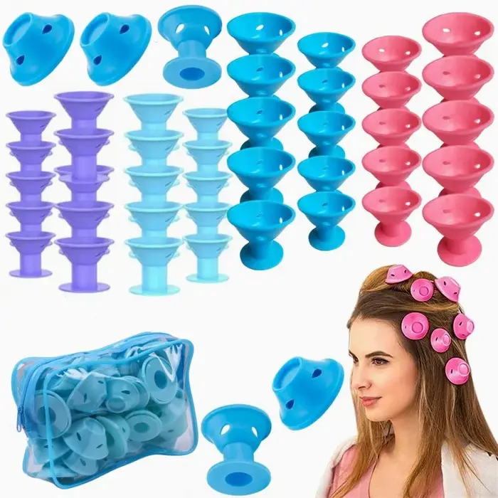 10/20 pièces bigoudis en caoutchouc souple Silicone sans chaleur bigoudis Clips pas de blesser bigou
