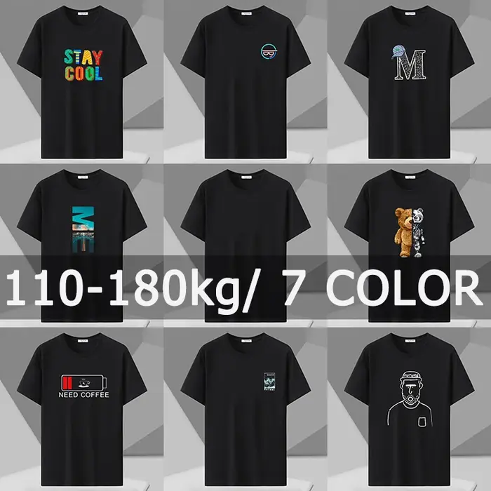 T-shirt imprimé pour hommes, grande taille 110-180kg, ample, manches courtes, hauts surdimensionnés 
