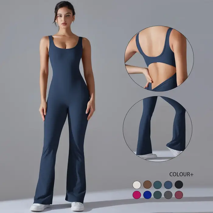 Combinaison d'entraînement dos nu pour femme - Ensemble de yoga et fitness sexy