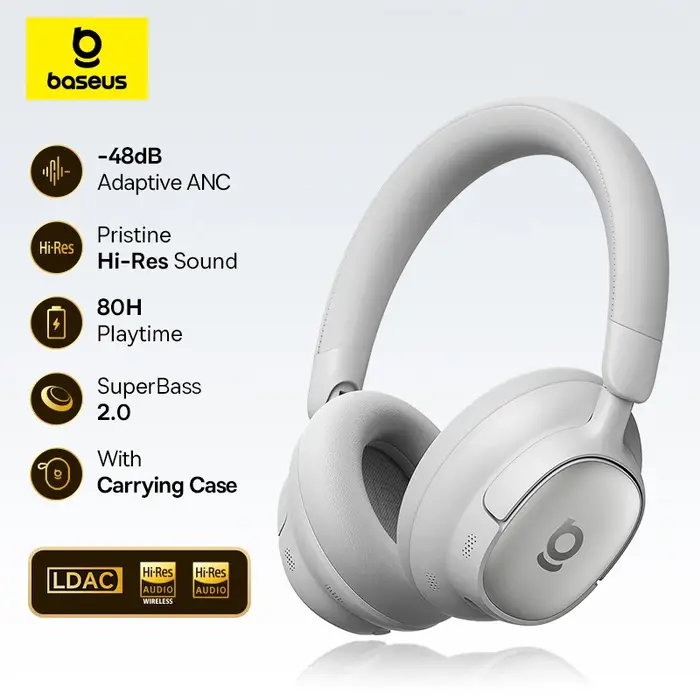 Casque Bluetooth Baseus Bowie MH1 avec réduction de bruit 48 dB, Hi-res LDAC, casque supra-auriculai