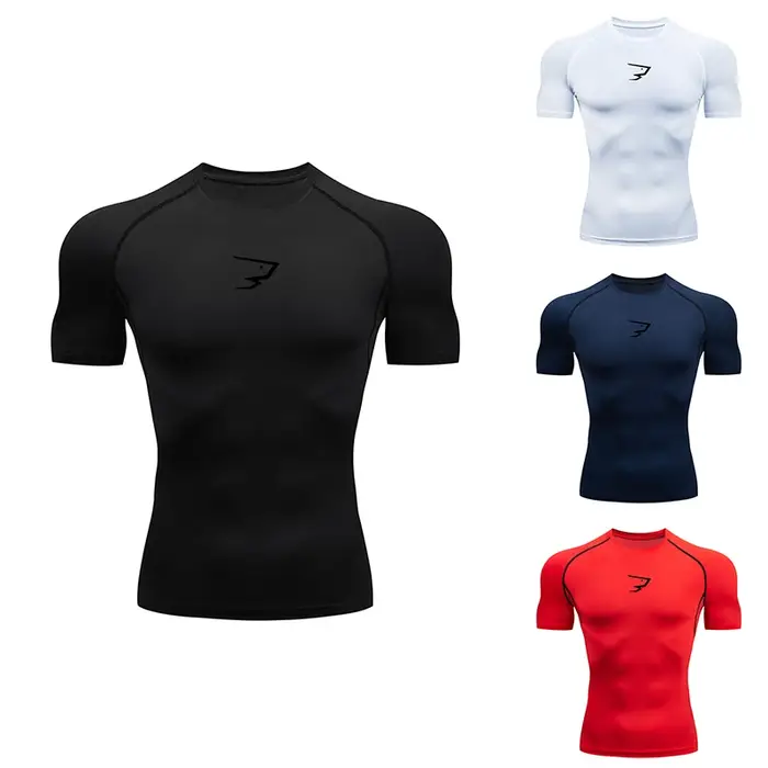 T-shirt de compression à manches courtes pour homme, idéal pour la course, le sport, la gym, le fitn