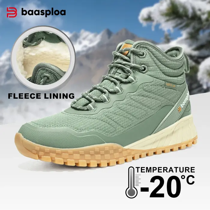 Baasploa-Bottes de neige chaudes en peluche imperméables pour femmes, baskets décontractées pour fem