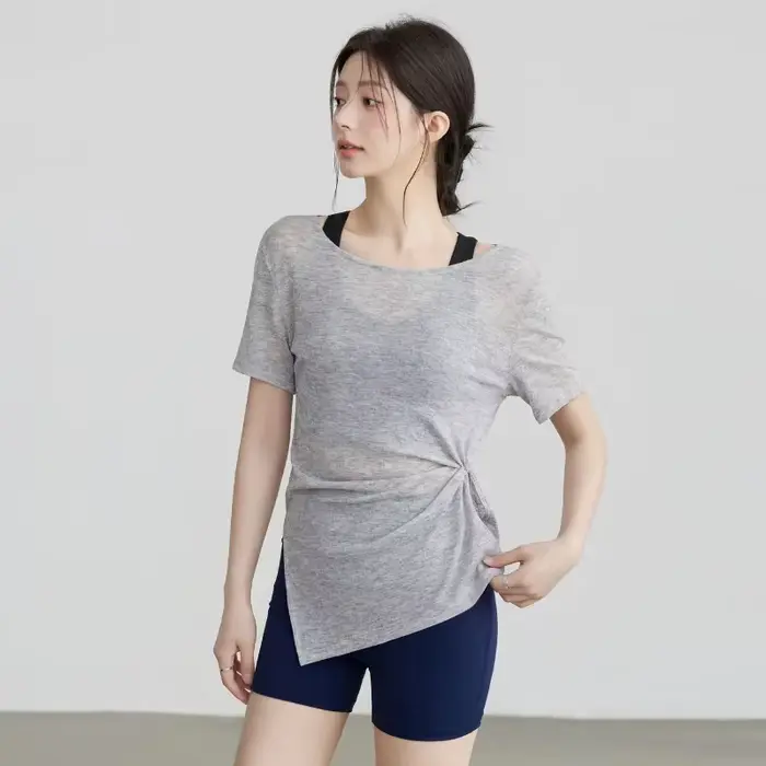 T-shirt à manches courtes pour l'été, fitness, yoga, course à pied, séchage rapide et respirant, haut ajusté pour hommes et femmes