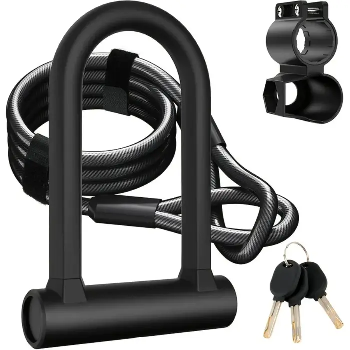 Serrure de vélo antivol robuste en acier avec manille de câble de sécurité pour protection maximale usage quotidien randonnées et courses de cyclisme