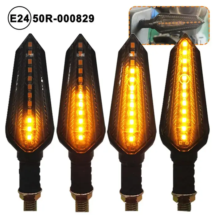 Clignotants de moto E24, clignotant coulant, 12led, indicateur de clignotant ambre, 12V, M10, marque