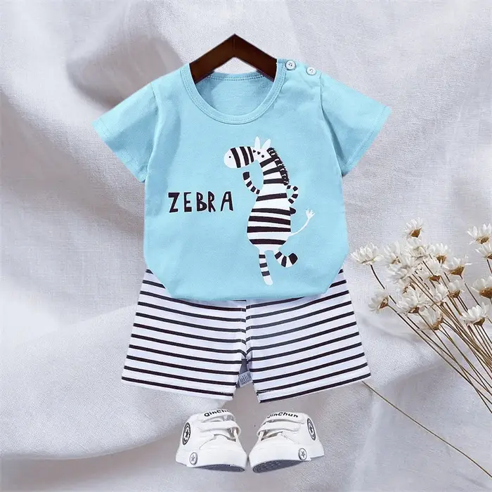 Ensemble de vêtements d'été 2 pièces pour enfants garçons, t-shirt à manches courtes + Short à rayur
