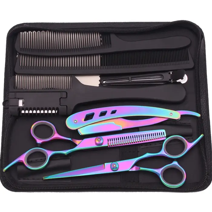 Ciseaux de coiffure ciseaux à cheveux noir-or professionnel 6 "JP ciseaux amincissants en acier inox