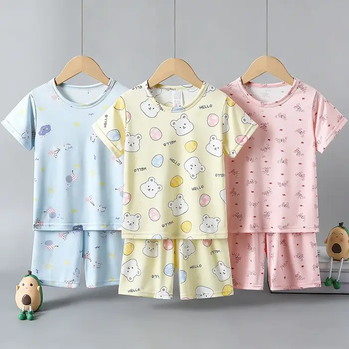 Ensemble 2 pièces pour enfants, short à manches courtes imprimé de dessins animés mignons, pour garç