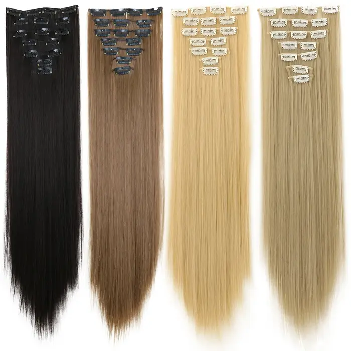 LANSA 7Clips longue droite synthétique pince sur Extensions de cheveux Cheveux pince Naturel haute t