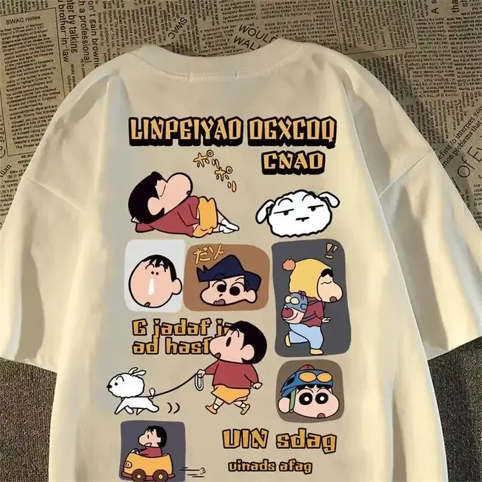 Crayo.n Littl.e nouveau T-shirt en coton imprimé Anime japonais Style mignon T-shirt à manches court