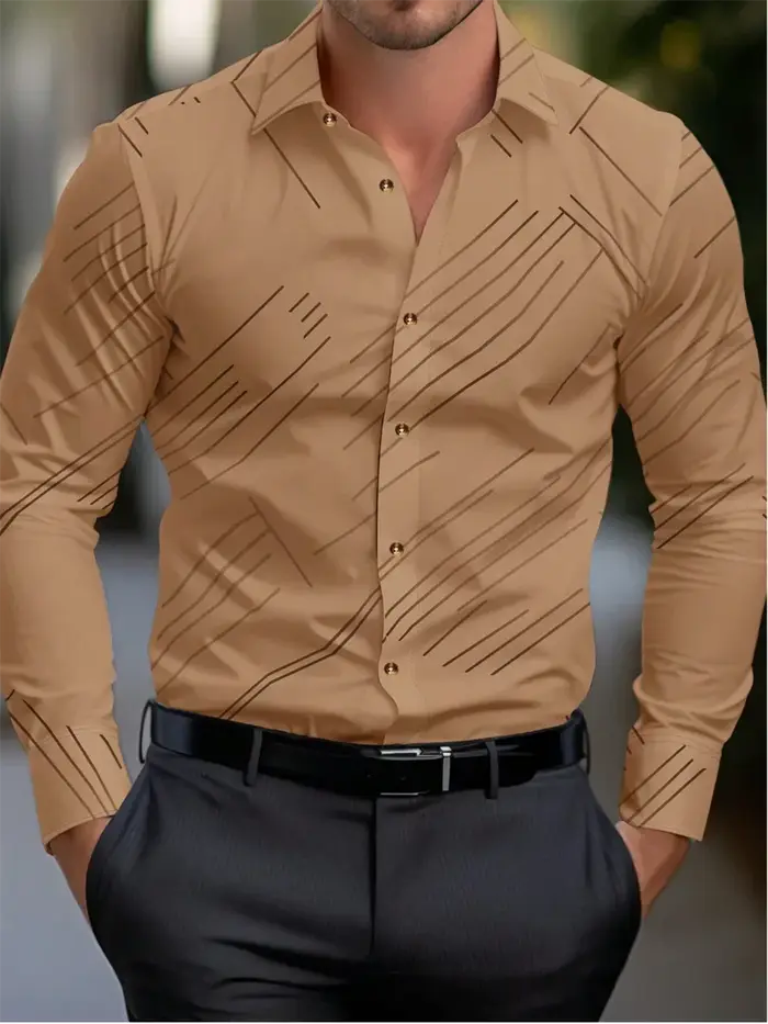 Costume chemise rose noir blanc décontracté extérieur couleur unie rayé confortable doux revers homm