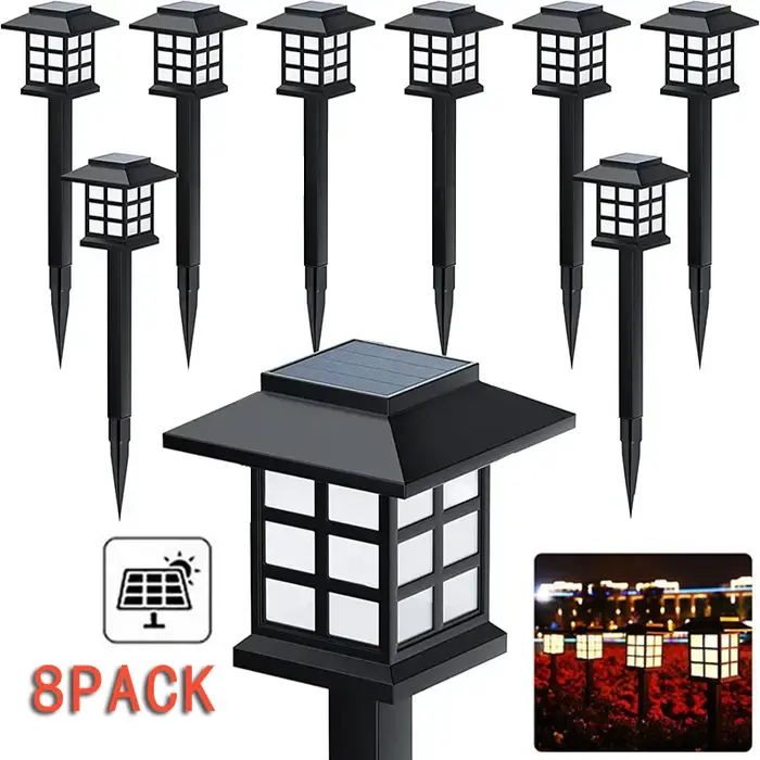 Paquet de 8 lumières solaires de jardin de voie paysage extérieur imperméable pour cour Patio passer