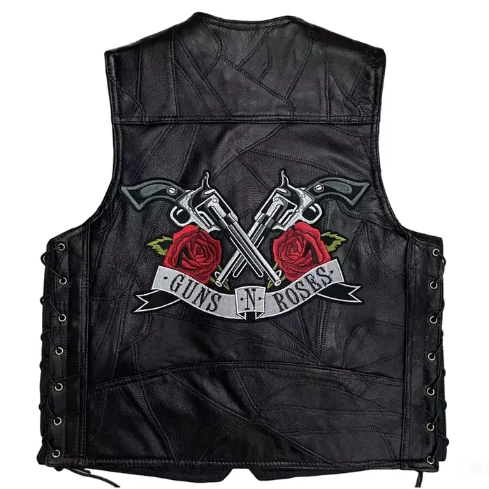 Gilet de moto en cuir pour homme, veste de motard punk, gilet d'équitation, veste de moto en fibre, 