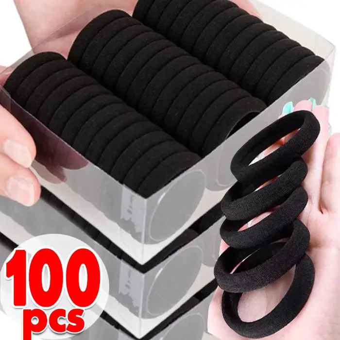 Bandes de cheveux à haute élasticité pour femmes et filles bandeau noir basique porte-queue de cheval simple couvre-chef accessoires pour cheveux occasions spéciales ```
