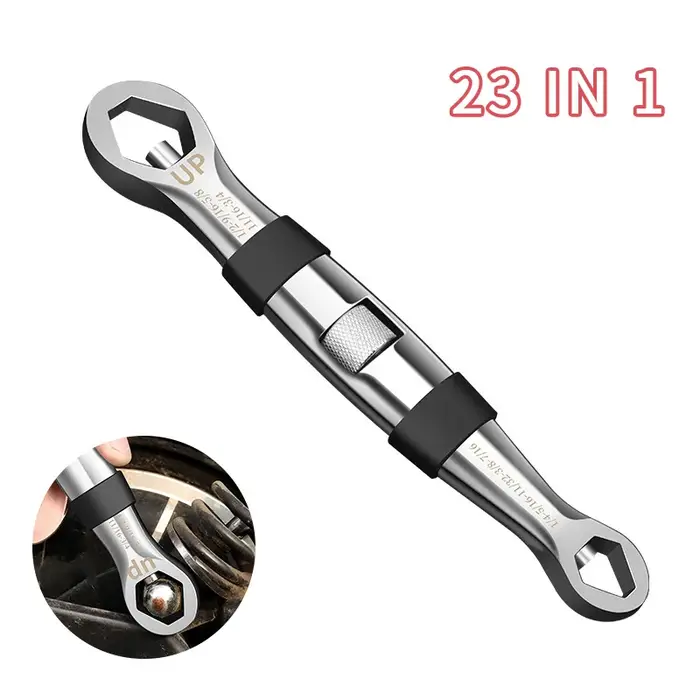 Jeu de clés universelles 23 en 1, cliquets réglables, 7-19mm, CR-V clés, multi-outils manuels flexib
