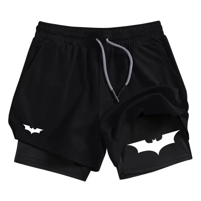 Short de performance 2 en 1 imprimé chauve-souris pour hommes - Respirant et à séchage rapide pour l'entraînement