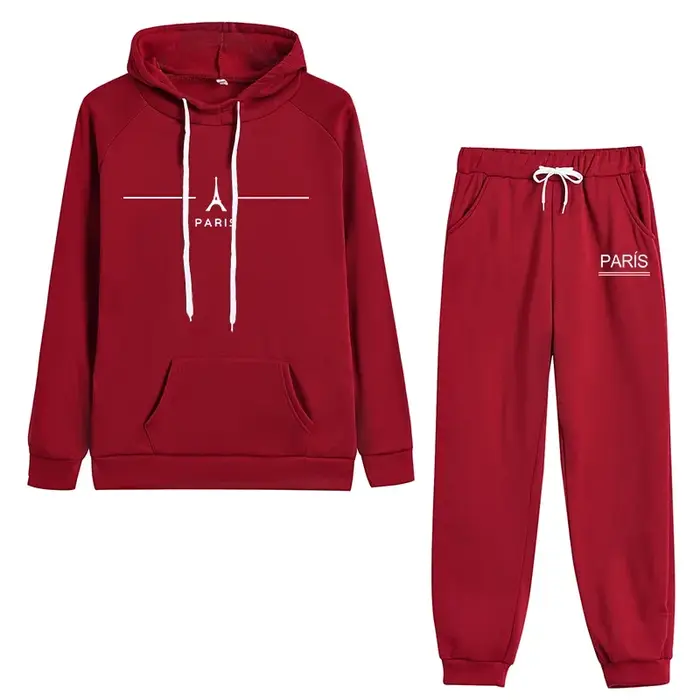 Ensemble de survêtement pour femmes avec imprimé Paris, sweat-shirt à capuche décontracté et pantalo