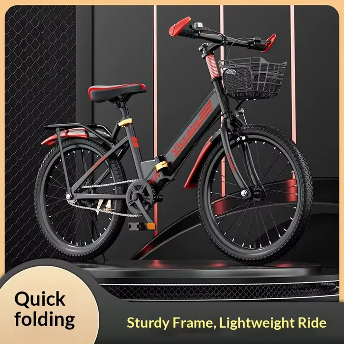 Vélo pliable pour enfants 20 pouces 21 vitesses réglable hauteur selle robuste style VTT adolescents garçons sorties randonnées探险家自行车儿童折叠车20英寸21速可调座高坚固山地风格青少年男孩出行徒步