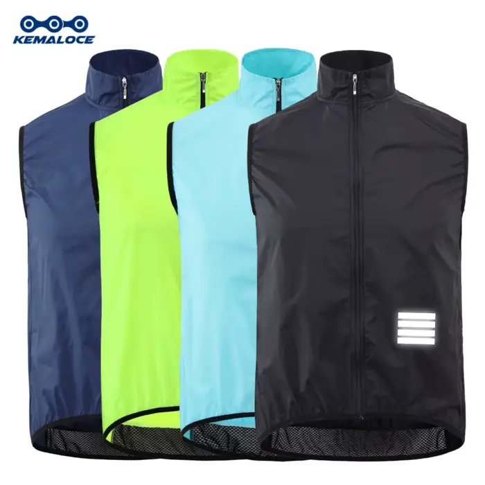 KEMALOCE-Gilet de cyclisme bleu marine pour homme, 2023 fibre, noir, léger, extérieur, coupe-vent, s