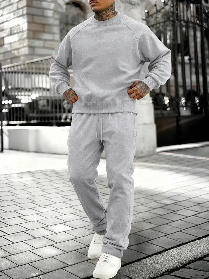 Nouveau costume décontracté de vêtements de sport de couleur unie d'automne et d'hiver, Style minima