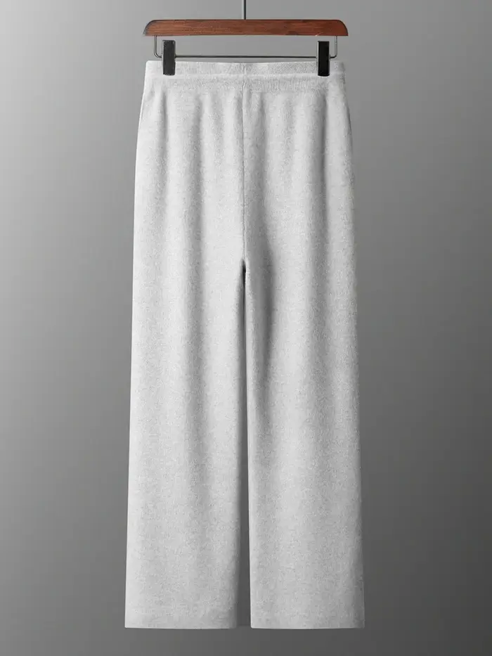Pantalon de luxe pour hommes, 100% laine mérinos, tricot épais, jambes larges, chaud, décontracté, B