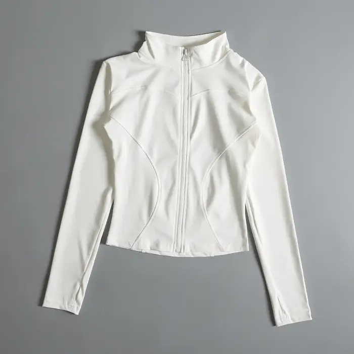 Veste de sport femme zip fitness yoga manches longues - Vêtements d'entraînement running léger et respirant
