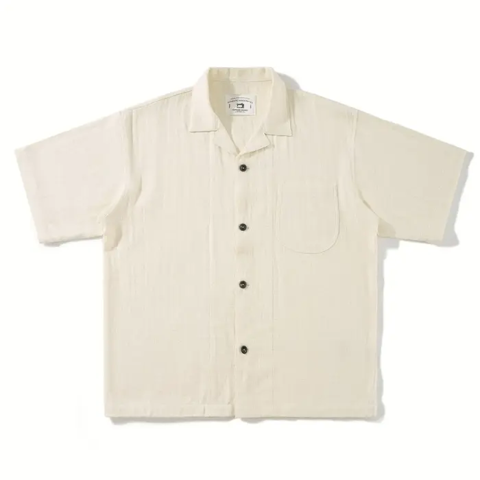 Chemise d'été à col cubain 2025, lin américain, sensation Indigo délavé, 100% coton, Style hawaïen, 