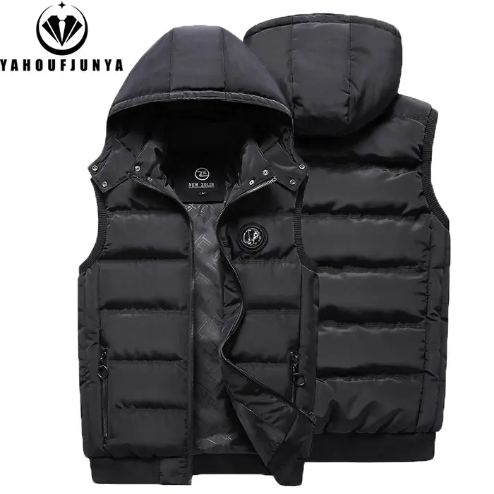 Hommes automne sans manches polaire chaud détachable à capuche gilet hommes hiver extérieur décontra