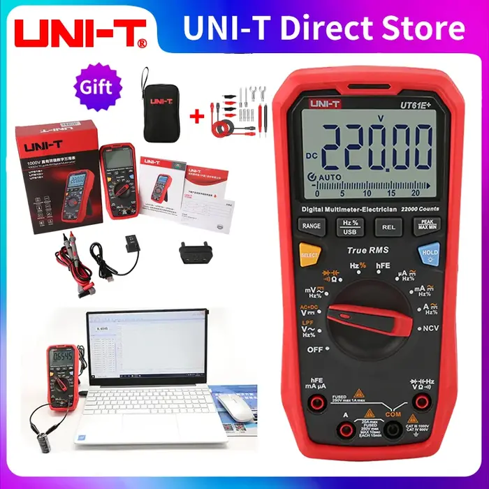 UNI T UT61B + UT61E + UT61D + unité de test multimètre numérique professionnel intelligent True RMS 