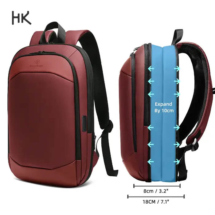 Sac à dos extensible pour ordinateur portable HK, sac à dos de voyage fin et tendance pour homme, im