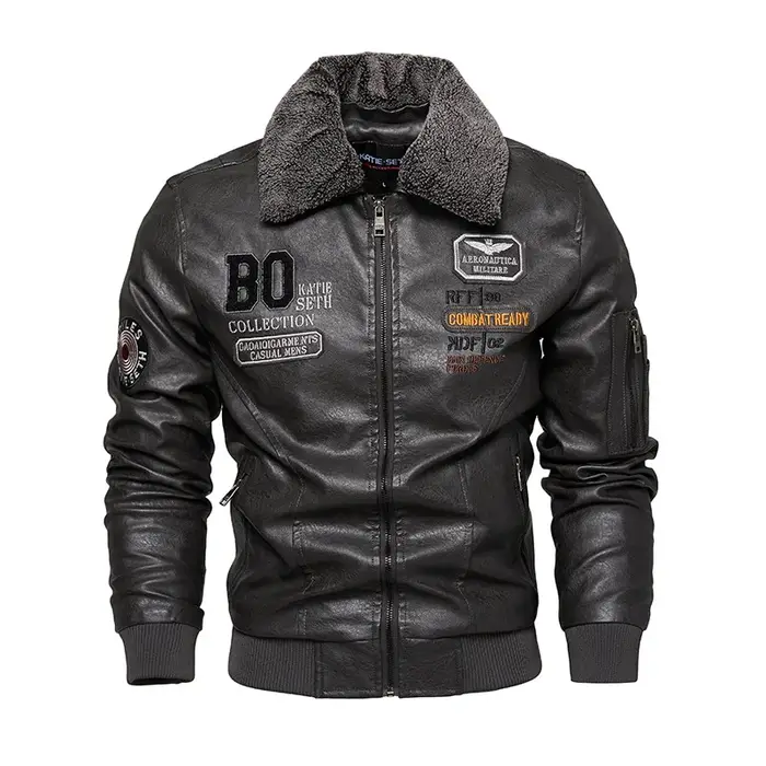 Vestes de moto en cuir PU imbibées de sourire pour hommes